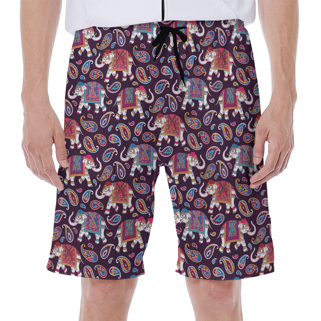 Vintage Indian Elephant Pattern Print Men's Beach Shorts