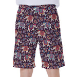 Vintage Indian Elephant Pattern Print Men's Beach Shorts