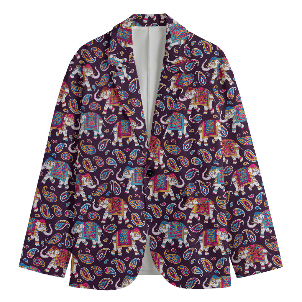 Vintage Indian Elephant Pattern Print Men's Blazer