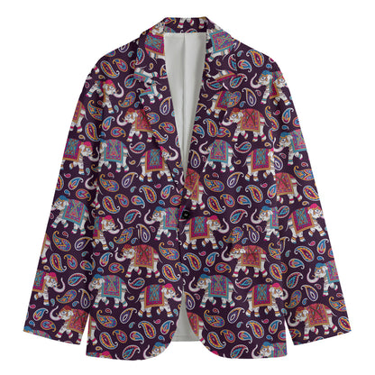 Vintage Indian Elephant Pattern Print Men's Blazer