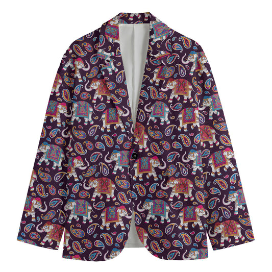 Vintage Indian Elephant Pattern Print Men's Blazer