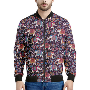 Vintage Indian Elephant Pattern Print Men's Bomber Jacket