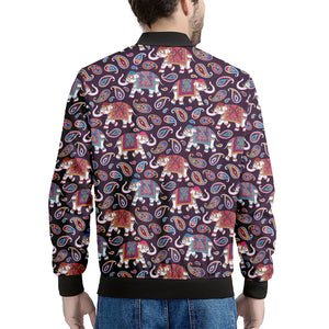 Vintage Indian Elephant Pattern Print Men's Bomber Jacket