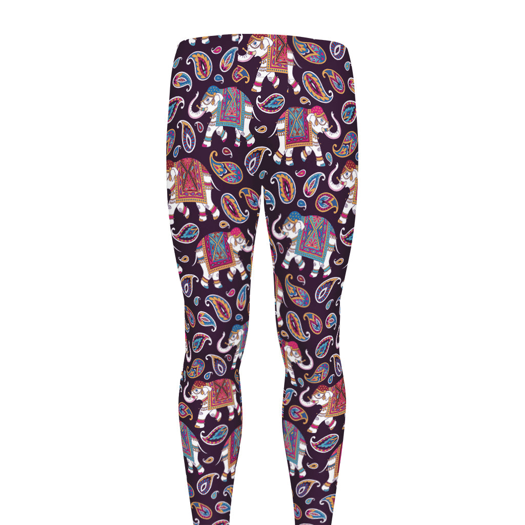 Vintage Indian Elephant Pattern Print Men's leggings