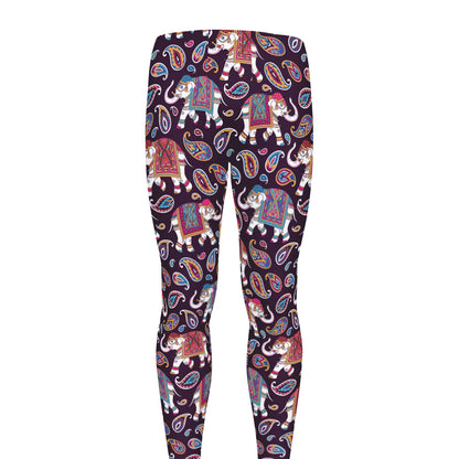Vintage Indian Elephant Pattern Print Men's leggings