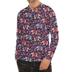 Vintage Indian Elephant Pattern Print Men's Long Sleeve Rash Guard