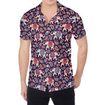 Vintage Indian Elephant Pattern Print Men's Shirt