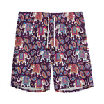 Vintage Indian Elephant Pattern Print Men's Sports Shorts
