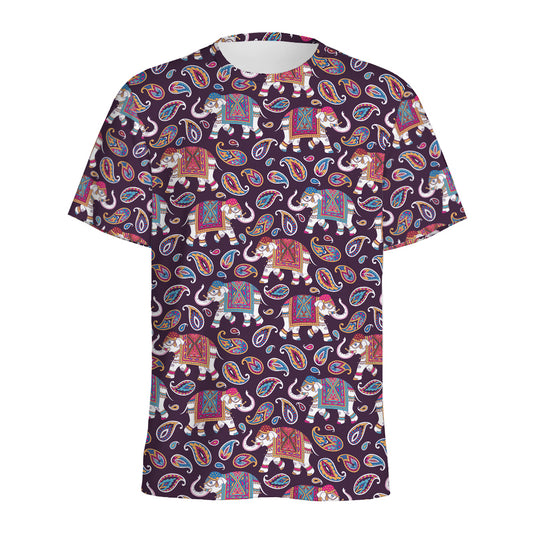 Vintage Indian Elephant Pattern Print Men's Sports T-Shirt