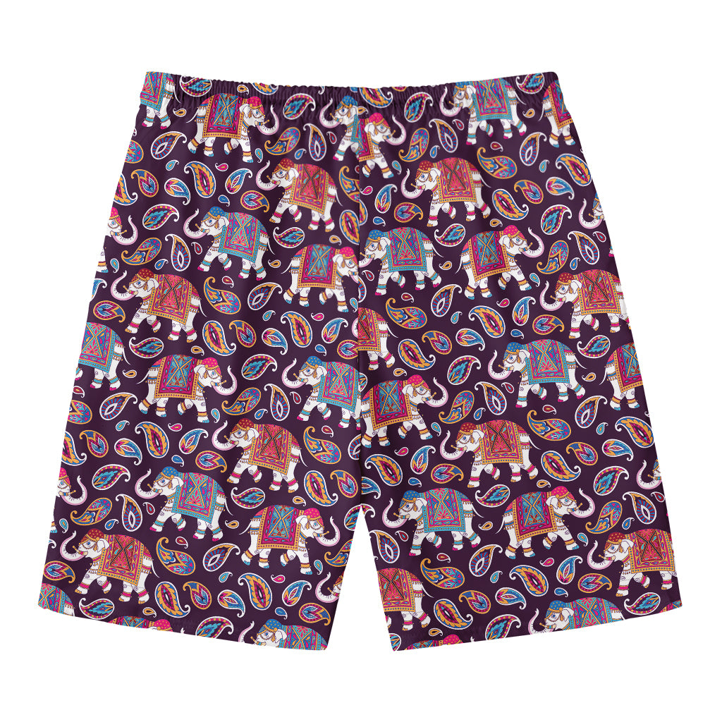 Vintage Indian Elephant Pattern Print Men's Swim Trunks