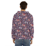 Vintage Indian Elephant Pattern Print Men's Velvet Pullover Hoodie