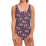 Vintage Indian Elephant Pattern Print One Piece Swimsuit