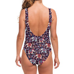 Vintage Indian Elephant Pattern Print One Piece Swimsuit