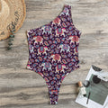 Vintage Indian Elephant Pattern Print One Shoulder Bodysuit