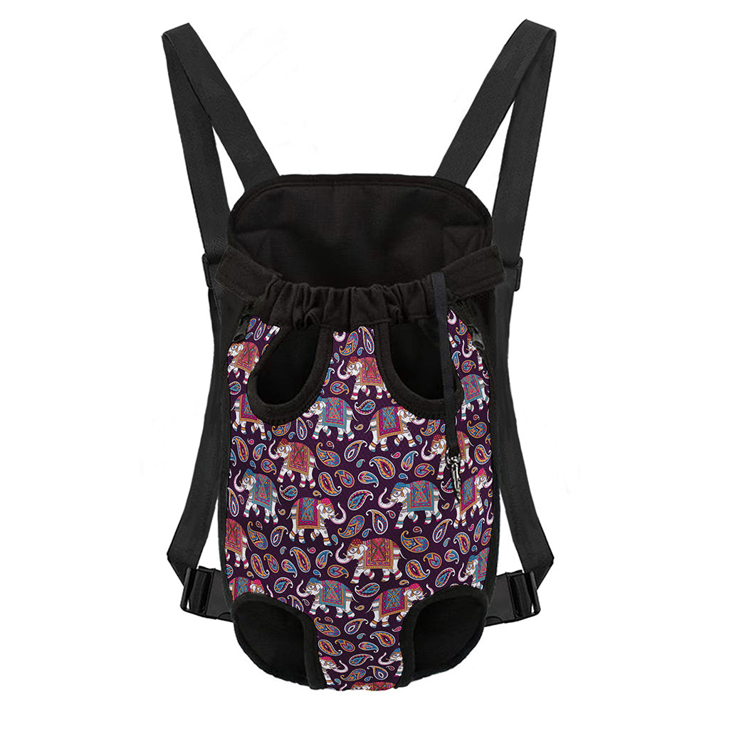 Vintage Indian Elephant Pattern Print Pet Carrier Backpack