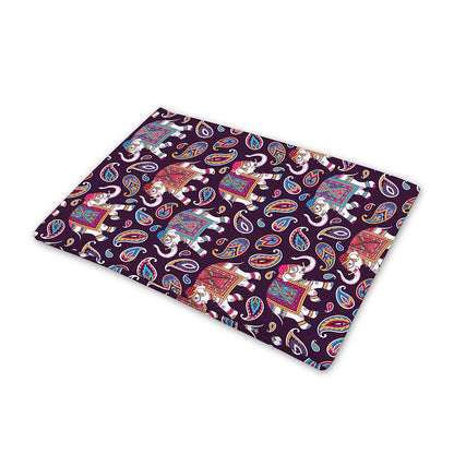 Vintage Indian Elephant Pattern Print Pet Cooling Mat Cover