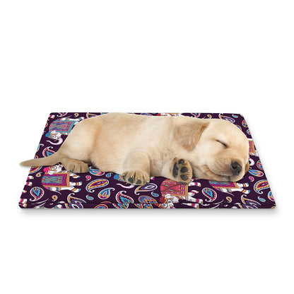 Vintage Indian Elephant Pattern Print Pet Cooling Mat Cover