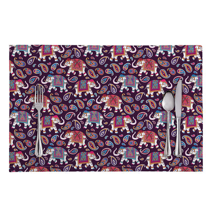 Vintage Indian Elephant Pattern Print Placemat