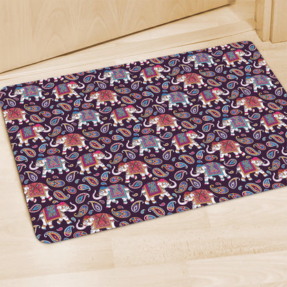Vintage Indian Elephant Pattern Print Polyester Doormat