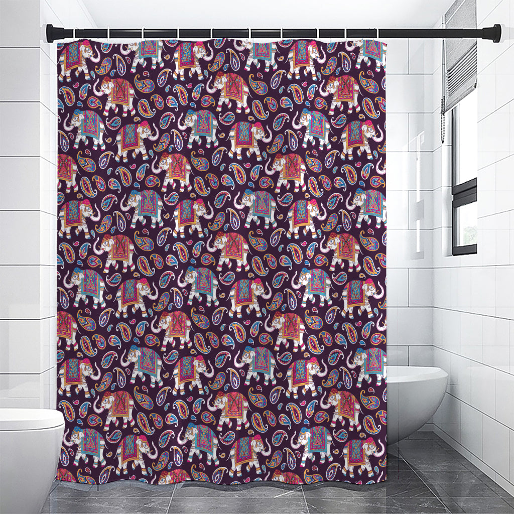 Vintage Indian Elephant Pattern Print Premium Shower Curtain