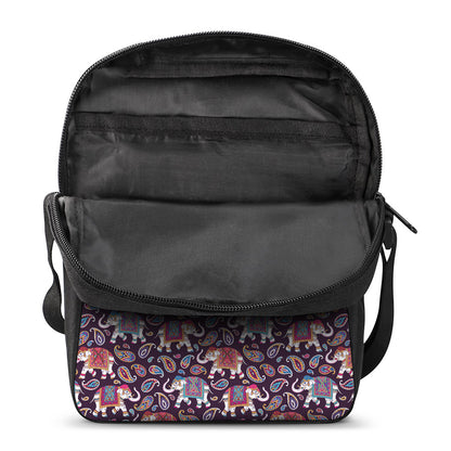 Vintage Indian Elephant Pattern Print Rectangular Crossbody Bag
