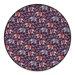 Vintage Indian Elephant Pattern Print Round Floor Mat