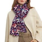 Vintage Indian Elephant Pattern Print Scarf