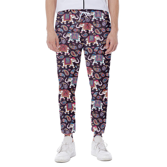 Vintage Indian Elephant Pattern Print Scuba Joggers