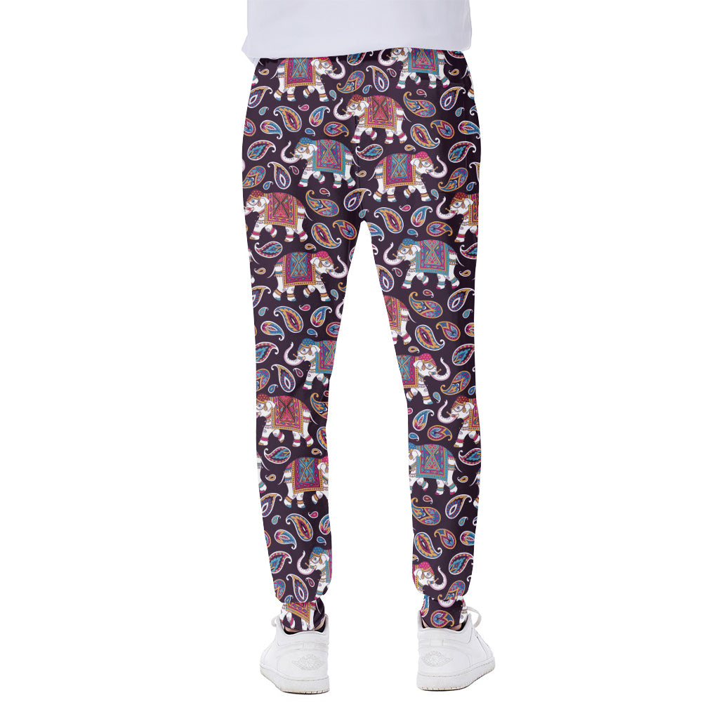 Vintage Indian Elephant Pattern Print Scuba Joggers