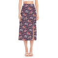 Vintage Indian Elephant Pattern Print Side Slit Midi Skirt