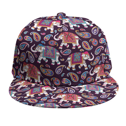 Vintage Indian Elephant Pattern Print Snapback Cap