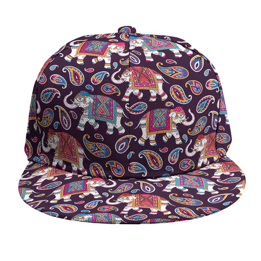 Vintage Indian Elephant Pattern Print Snapback Cap