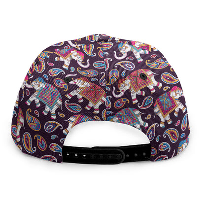 Vintage Indian Elephant Pattern Print Snapback Cap