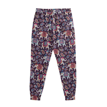 Vintage Indian Elephant Pattern Print Sweatpants