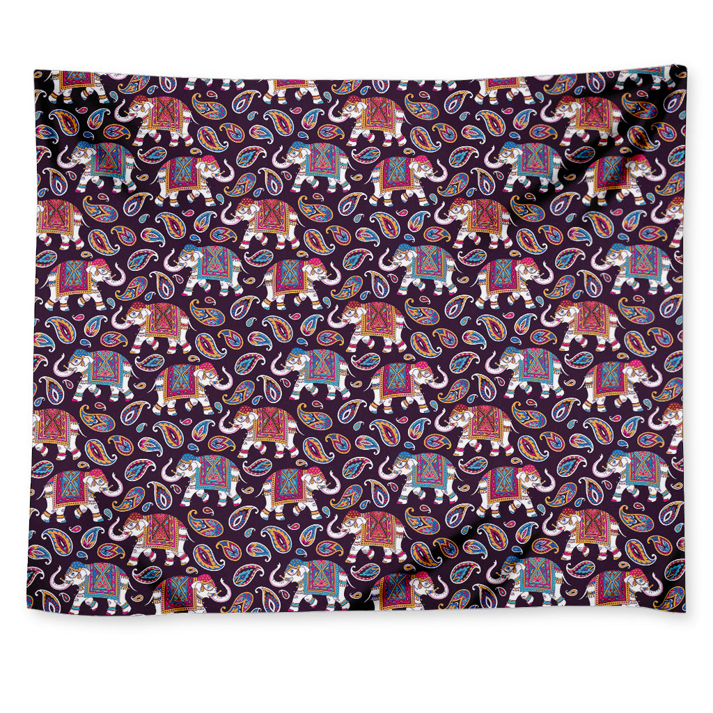 Vintage Indian Elephant Pattern Print Tapestry