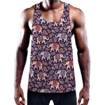 Vintage Indian Elephant Pattern Print Training Tank Top