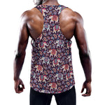 Vintage Indian Elephant Pattern Print Training Tank Top