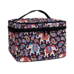 Vintage Indian Elephant Pattern Print Travel Makeup Bag