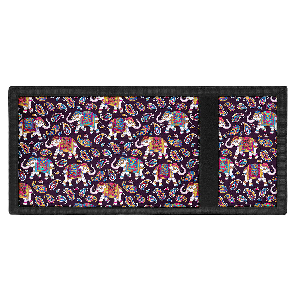 Vintage Indian Elephant Pattern Print Trifold Wallet