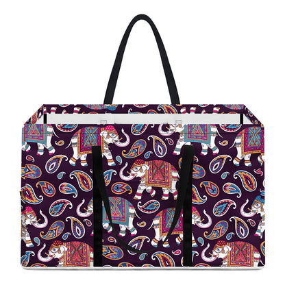 Vintage Indian Elephant Pattern Print Utility Tote Bag
