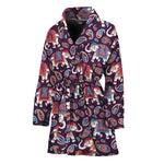 Vintage Indian Elephant Pattern Print Women's Bathrobe