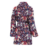 Vintage Indian Elephant Pattern Print Women's Bathrobe