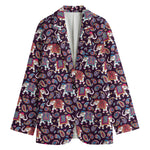 Vintage Indian Elephant Pattern Print Women's Blazer