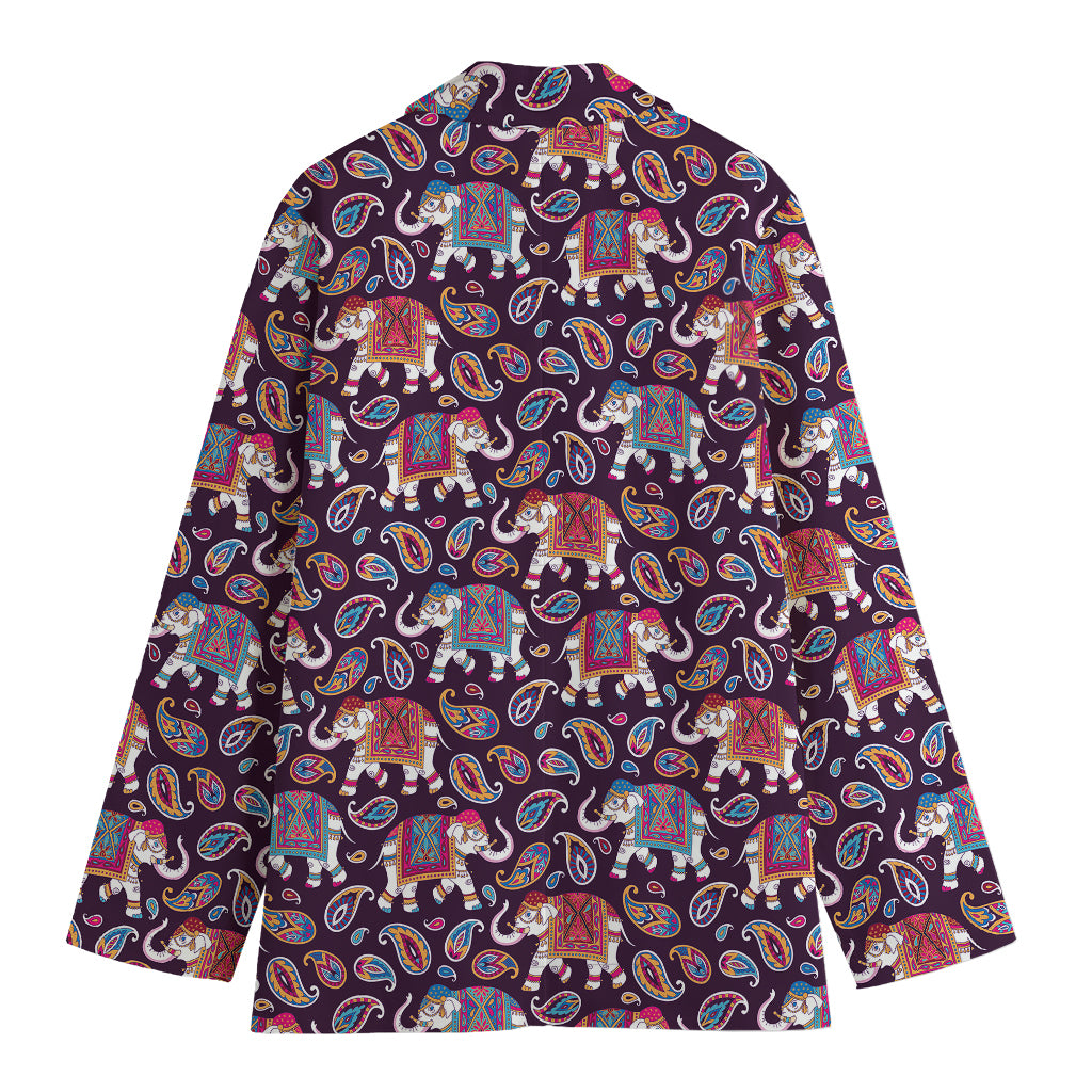 Vintage Indian Elephant Pattern Print Women's Blazer