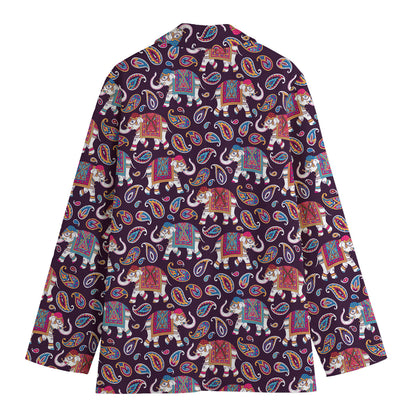 Vintage Indian Elephant Pattern Print Women's Blazer