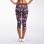 Vintage Indian Elephant Pattern Print Women's Capri Leggings