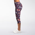 Vintage Indian Elephant Pattern Print Women's Capri Leggings