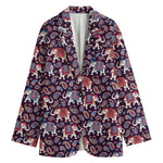 Vintage Indian Elephant Pattern Print Women's Cotton Blazer