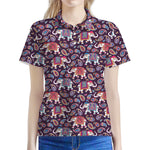 Vintage Indian Elephant Pattern Print Women's Polo Shirt