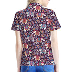 Vintage Indian Elephant Pattern Print Women's Polo Shirt